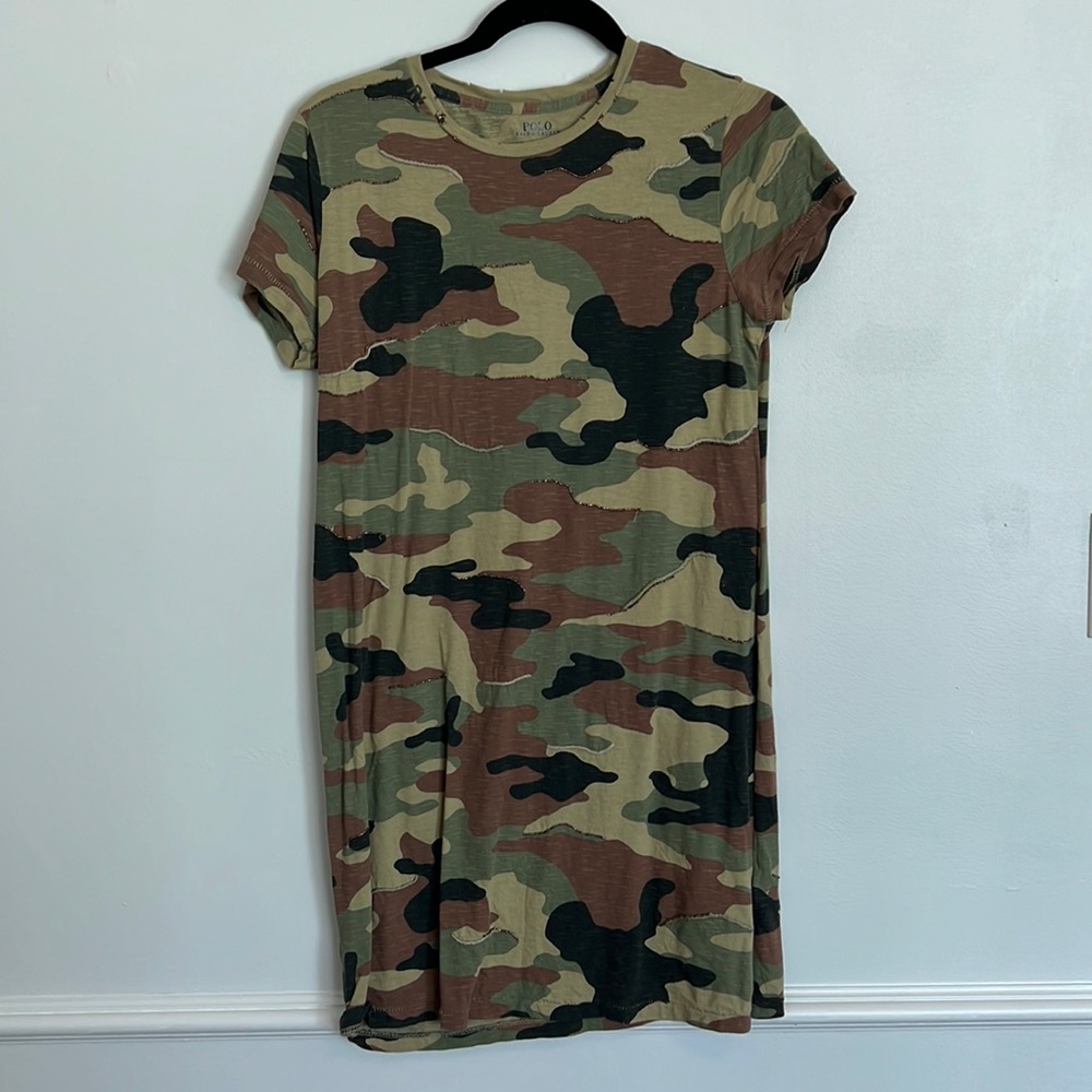 POLO Ralph Lauren Camo Dress with Beading and Embroidery Size S